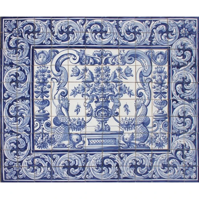 antique hand painted tile