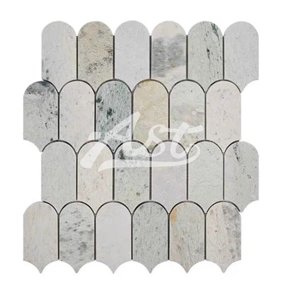 Honed Feather Ming Green Marble Mosaic Plumage