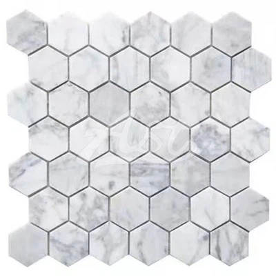 Honed Hexagon Cararra Wall Marble Mosaic Tile